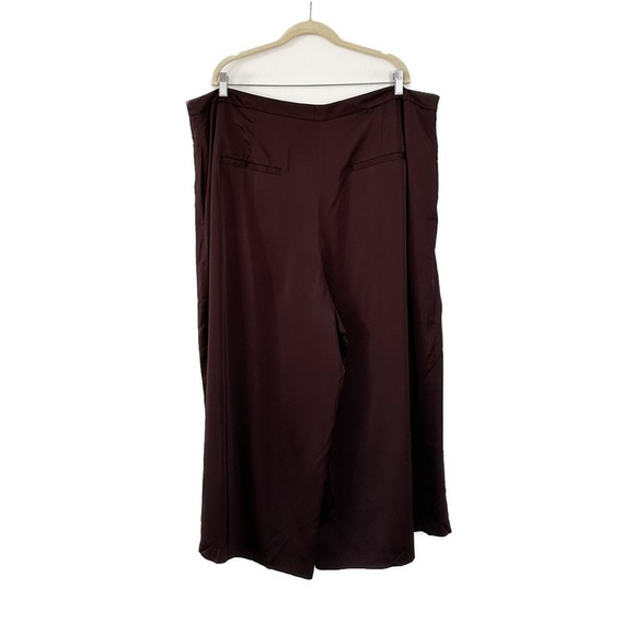 Vince Satin Pleated Front Wide Leg Crop Pants in Black Truffle Size 20 NWT - Picture 5 of 5